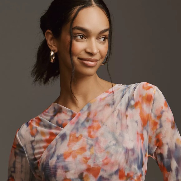 Anthropologie Long-Sleeve Crossover Mesh Top - Picture 7 of 11